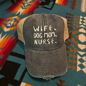 Blue and Tan Women's Cap